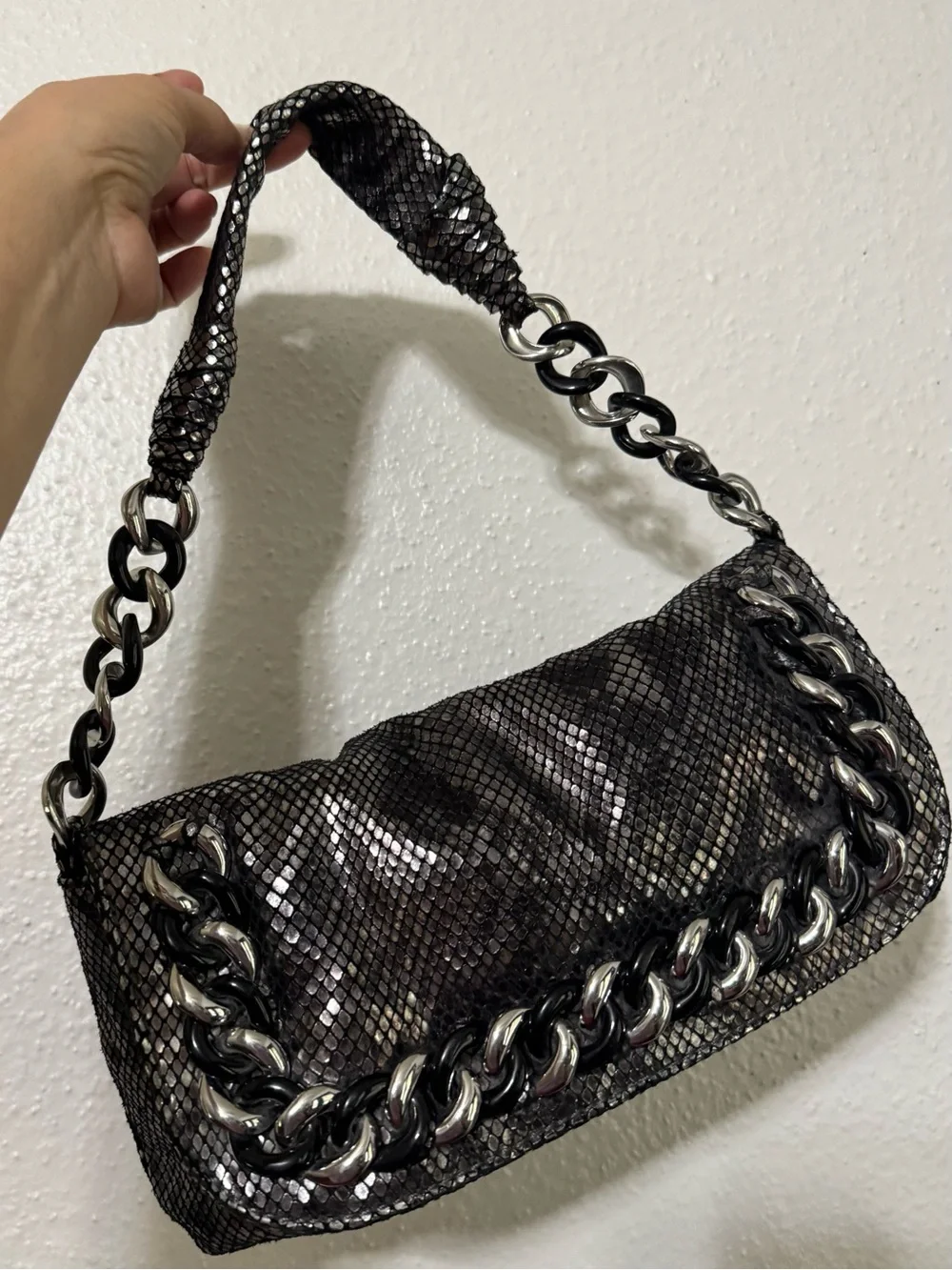 Michael Kors Metallic Black Chain Shoulder Bag